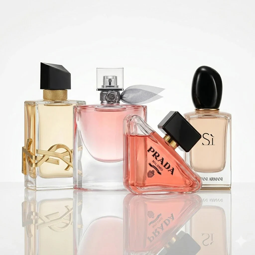 Set de 4 parfumuri | YSL Libre, Lancôme La Vie Est Belle, Prada Paradoxe, Armani Sì.